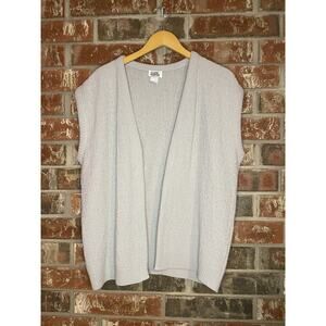 Vintage Open Front Sweater Vest XL Gray Grannycore Minimalist Layering